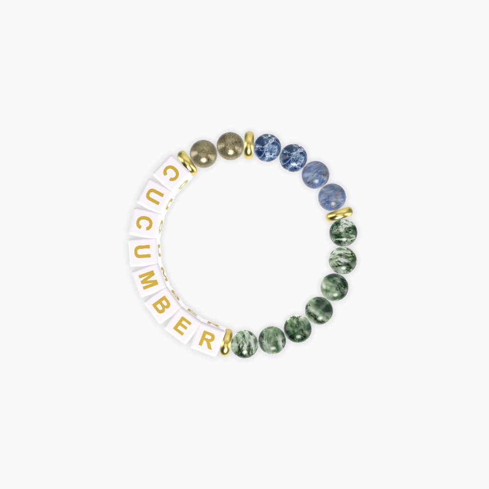 Moss Agate, Sodalite and Pyrite Bracelet