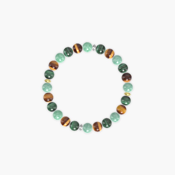 Green Jade, Tiger Eye and Malachite Bracelet