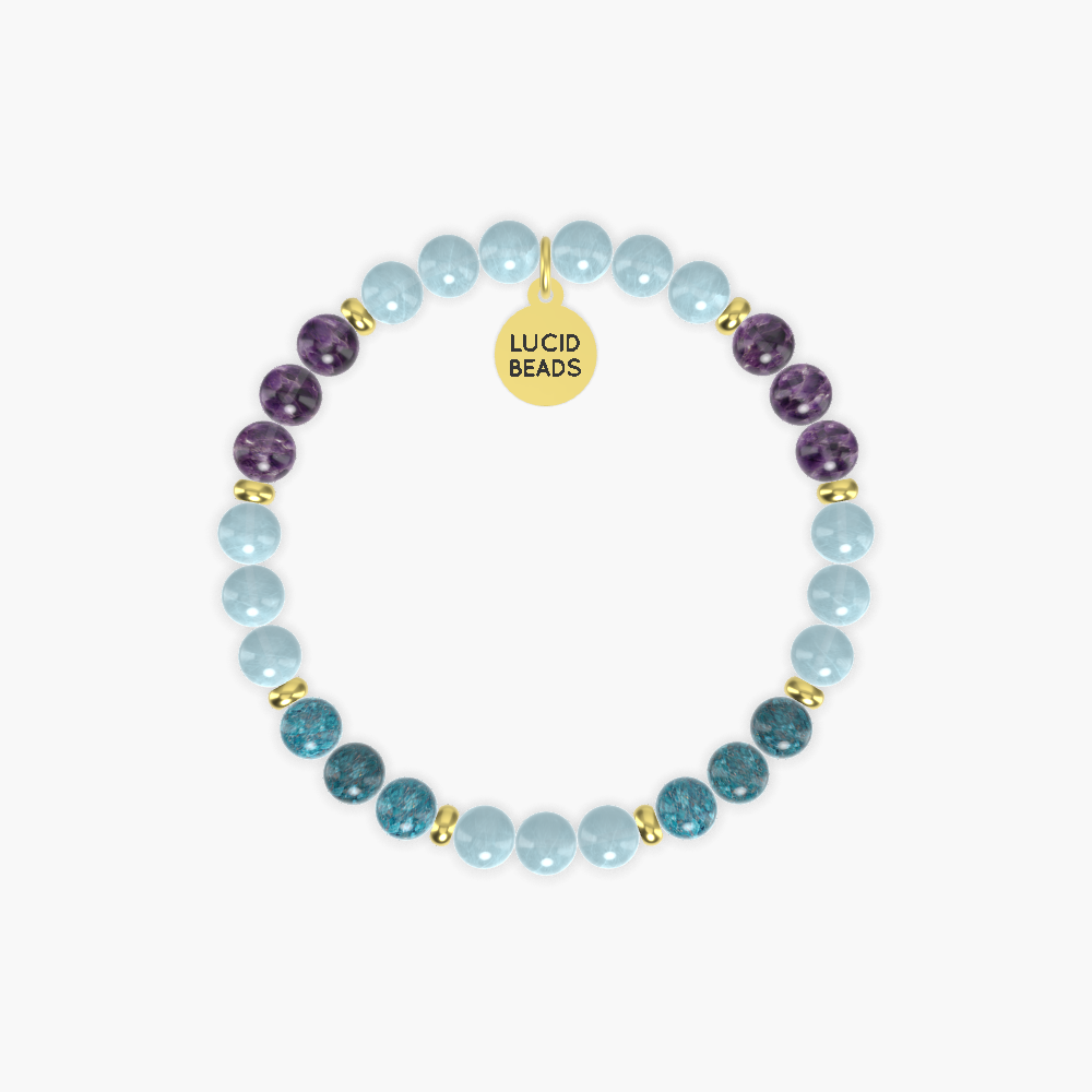 Aquamarine, Apatite and Amethyst Bracelet