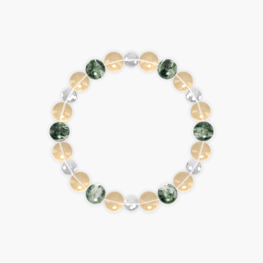 Citrine, Clear Quartz and Moss Agate Bracelet