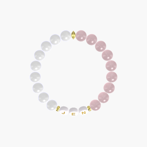 Rose Quartz and Moonstone Gemstone Bead Bracelet