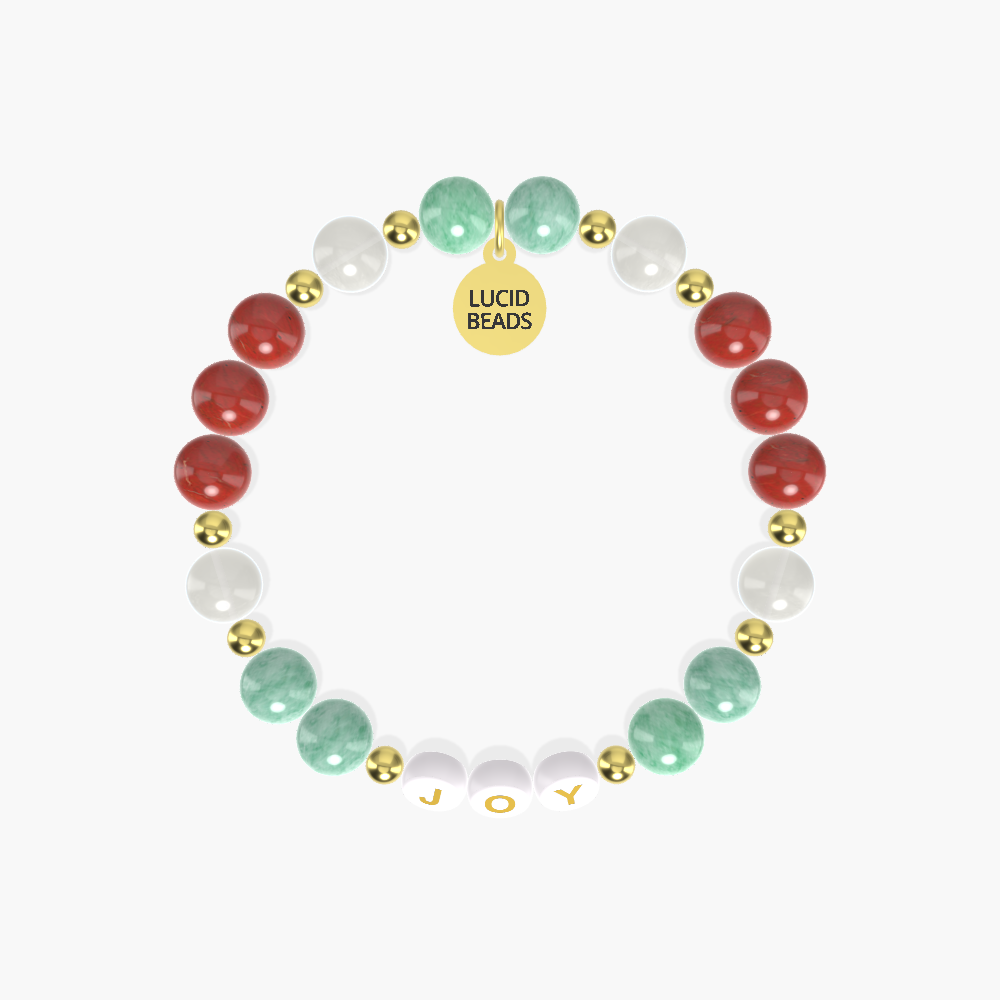 Holiday Joy - Green Jade, Red Jasper and Moonstone Bracelet