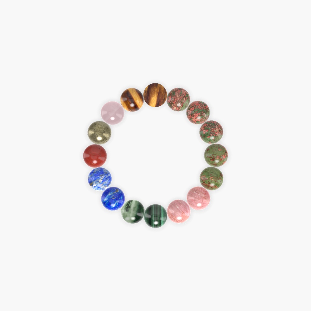 Unakite, Rhodonite, Tiger Eye and more Gemstone Bracelet