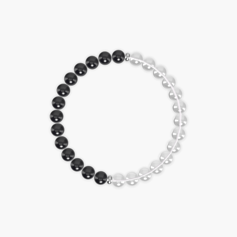 Clear Quartz and Black Tourmaline Bracelet