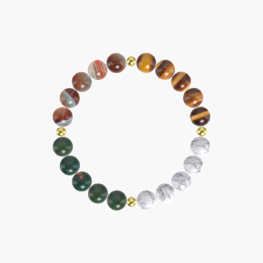 Howlite, Tiger Eye, Sardonyx and more Gemstone Bracelet