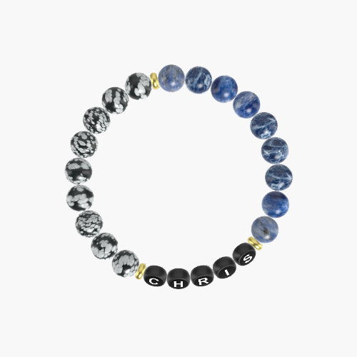 Sodalite and Snowflake Obsidian Bracelet