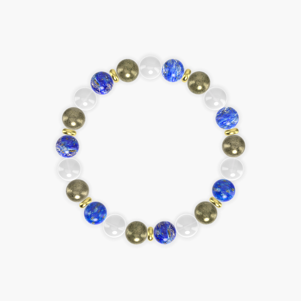 Lapis Lazuli, White Jade and Pyrite Bracelet