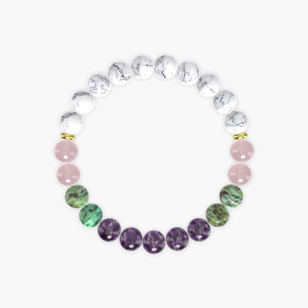 Howlite, Amethyst, African Turquoise and more Gemstone Bracelet