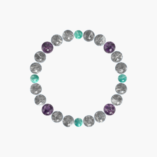 Labradorite, Amazonite, and Amethyst Gemstone Bead Bracelet