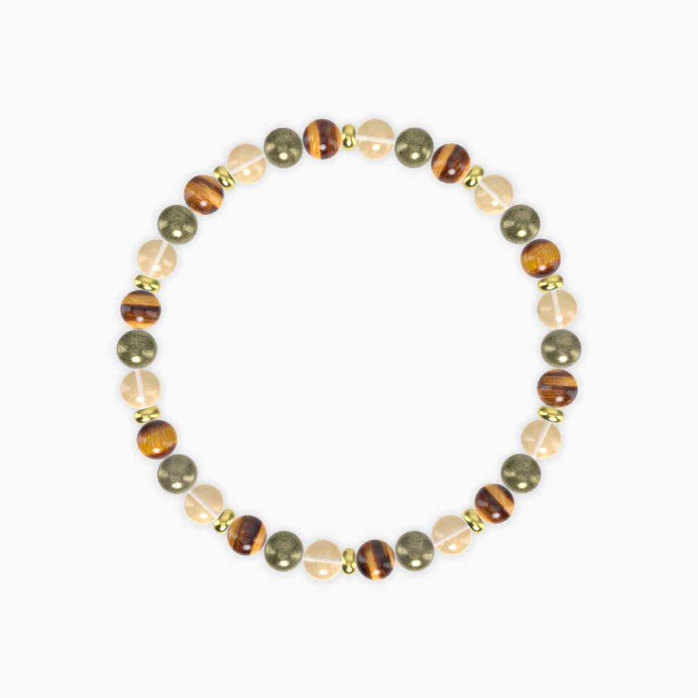 Tiger Eye, Pyrite and Citrine Bracelet