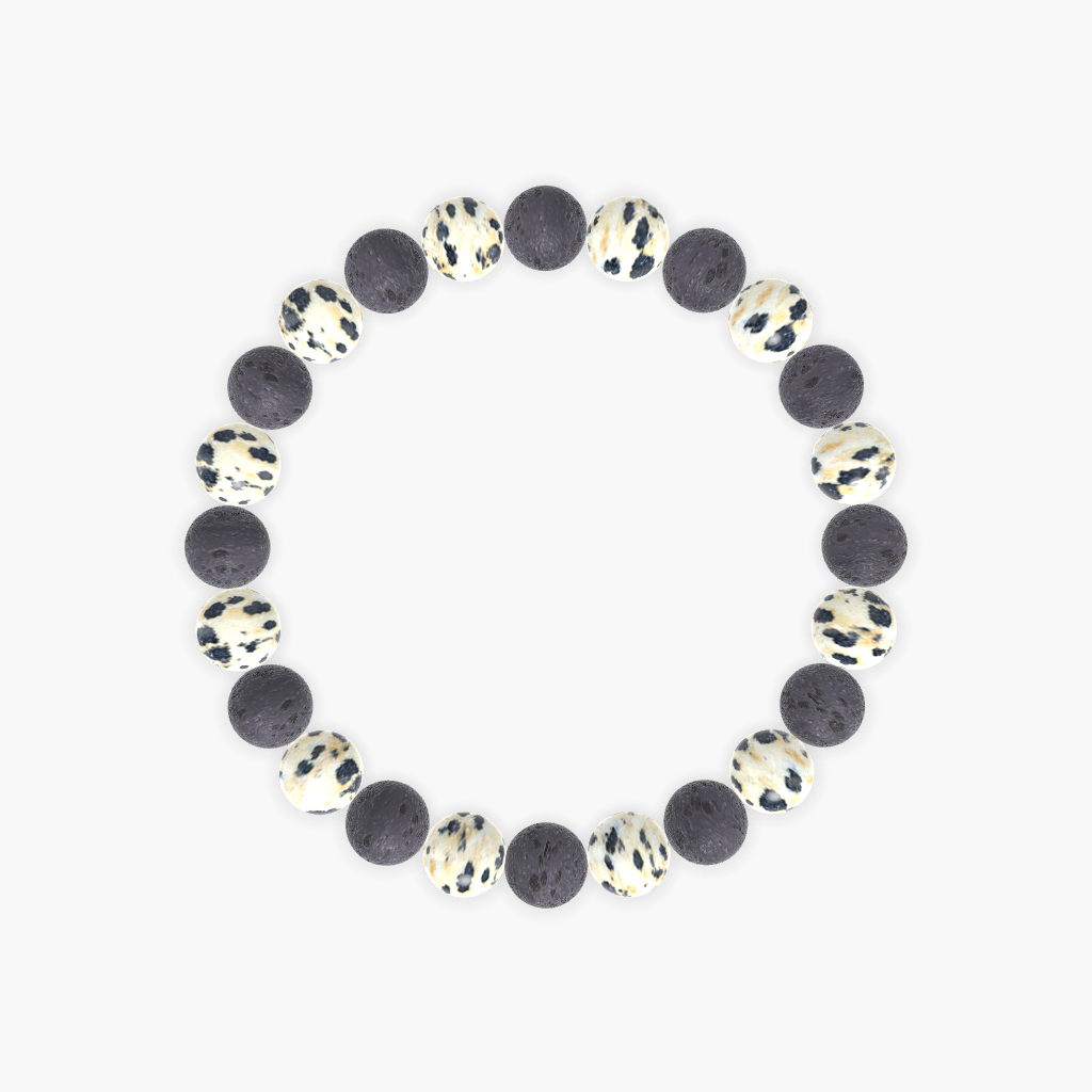 Lava Rock and Dalmatian Jasper Bracelet