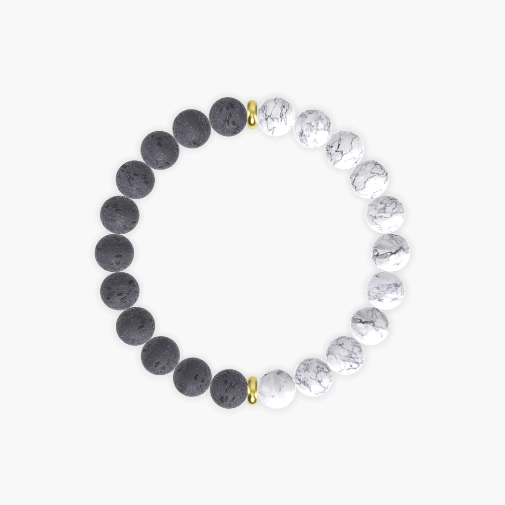 Howlite and Lava Rock Bracelet
