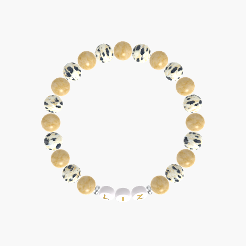 Yellow Jade and Dalmatian Jasper Bracelet