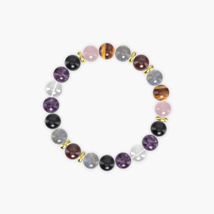 Black Obsidian, Amethyst, Labradorite and more Gemstone Bracelet