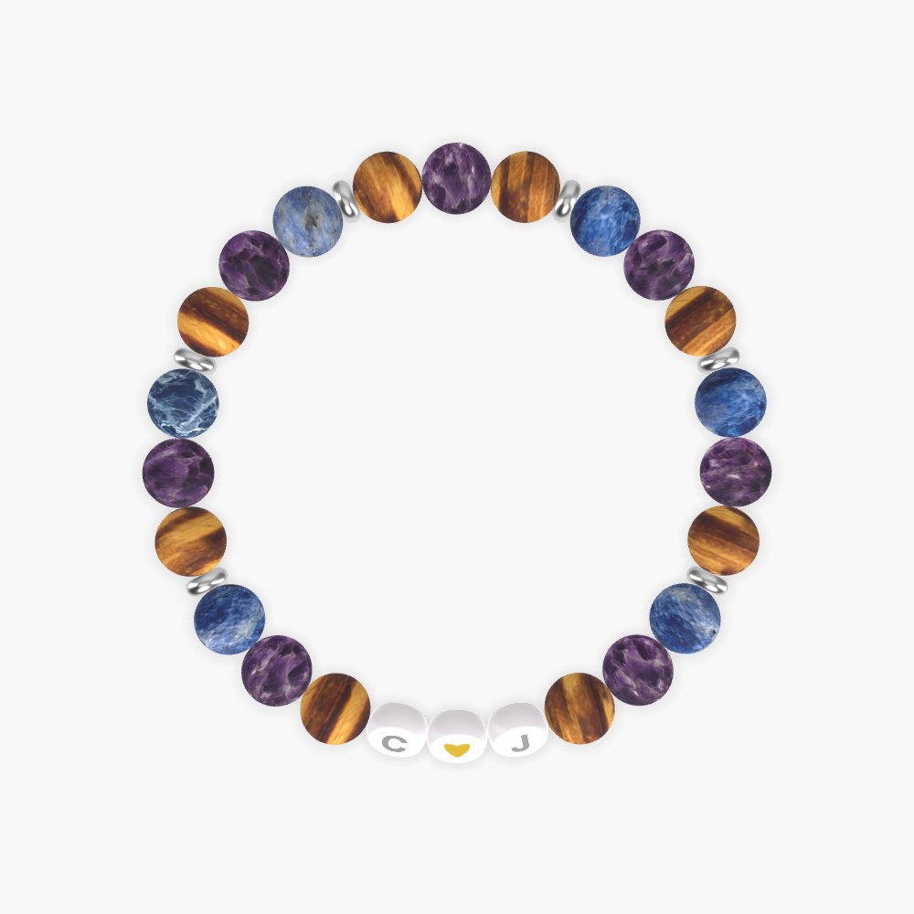 Tiger Eye, Amethyst and Sodalite Bracelet