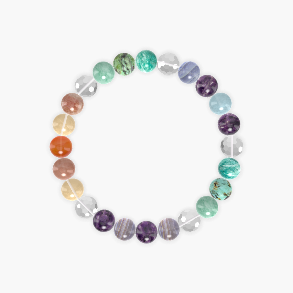Clear Quartz, Amethyst, Blue Lace Agate and more Gemstone Bracelet