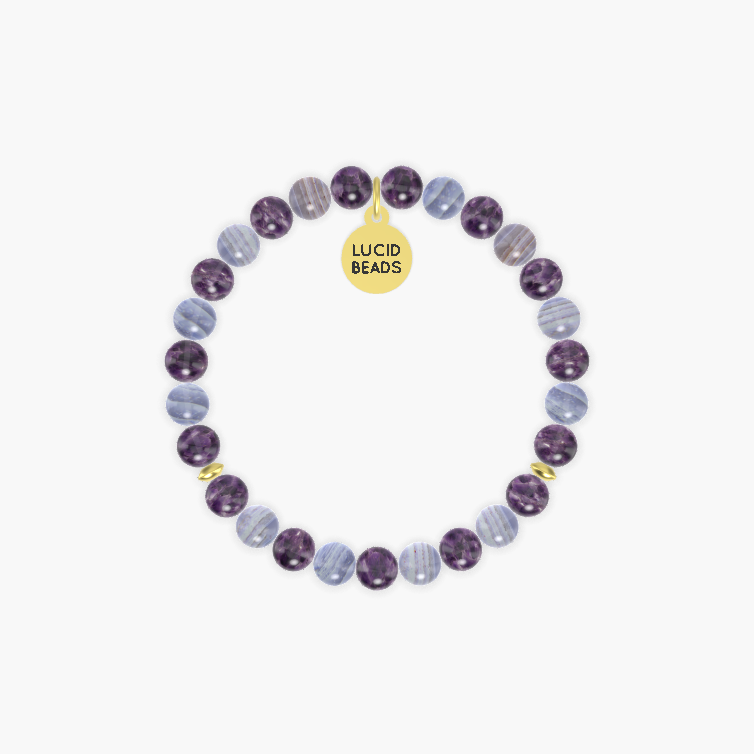 Tranquil Harmony - Amethyst and Blue Lace Agate Bracelet