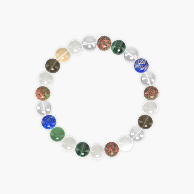 Moonstone, Clear Quartz, Unakite and more Gemstone Bracelet