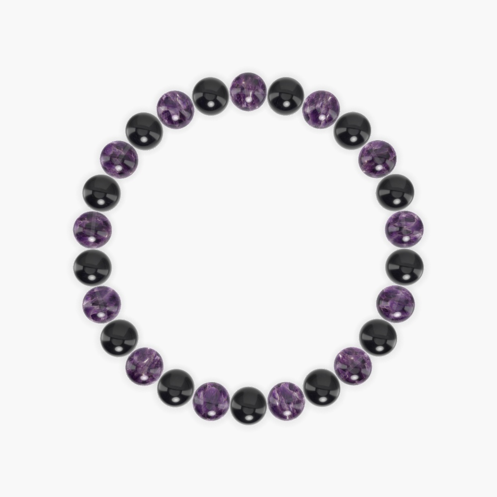 Black Obsidian and Amethyst Bracelet