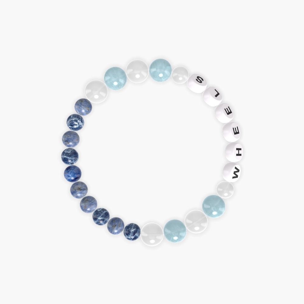 Sodalite, White Jade and Aquamarine Bracelet