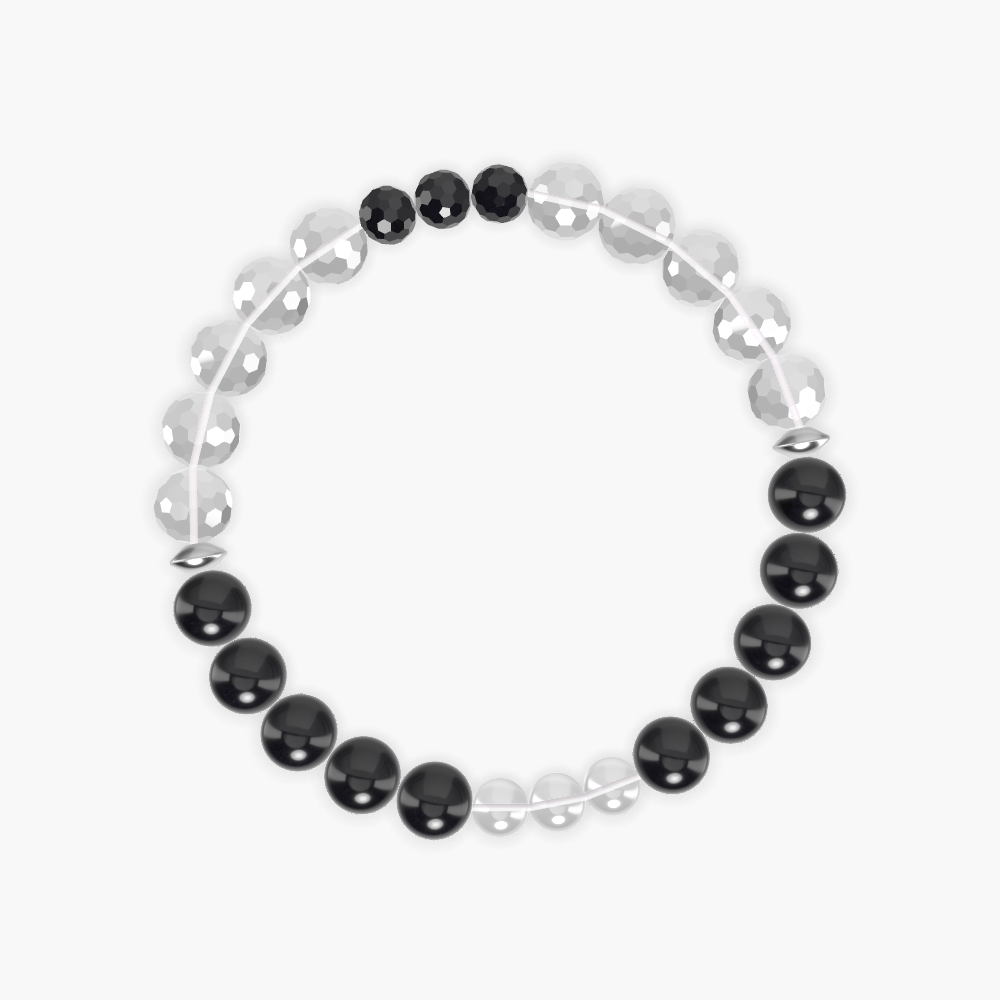 Clear Quartz and Black Tourmaline Bracelet