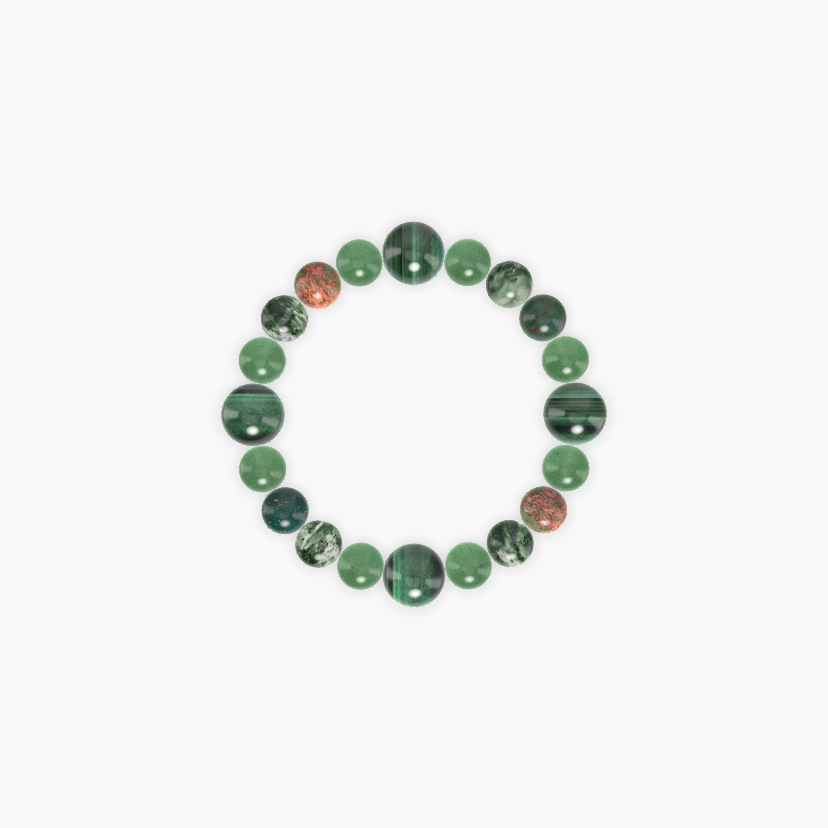 Aventurine, Malachite, Moss Agate and more Gemstone Bracelet