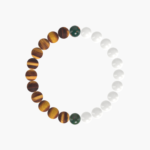 White Jade, Tiger Eye and Bloodstone Bracelet