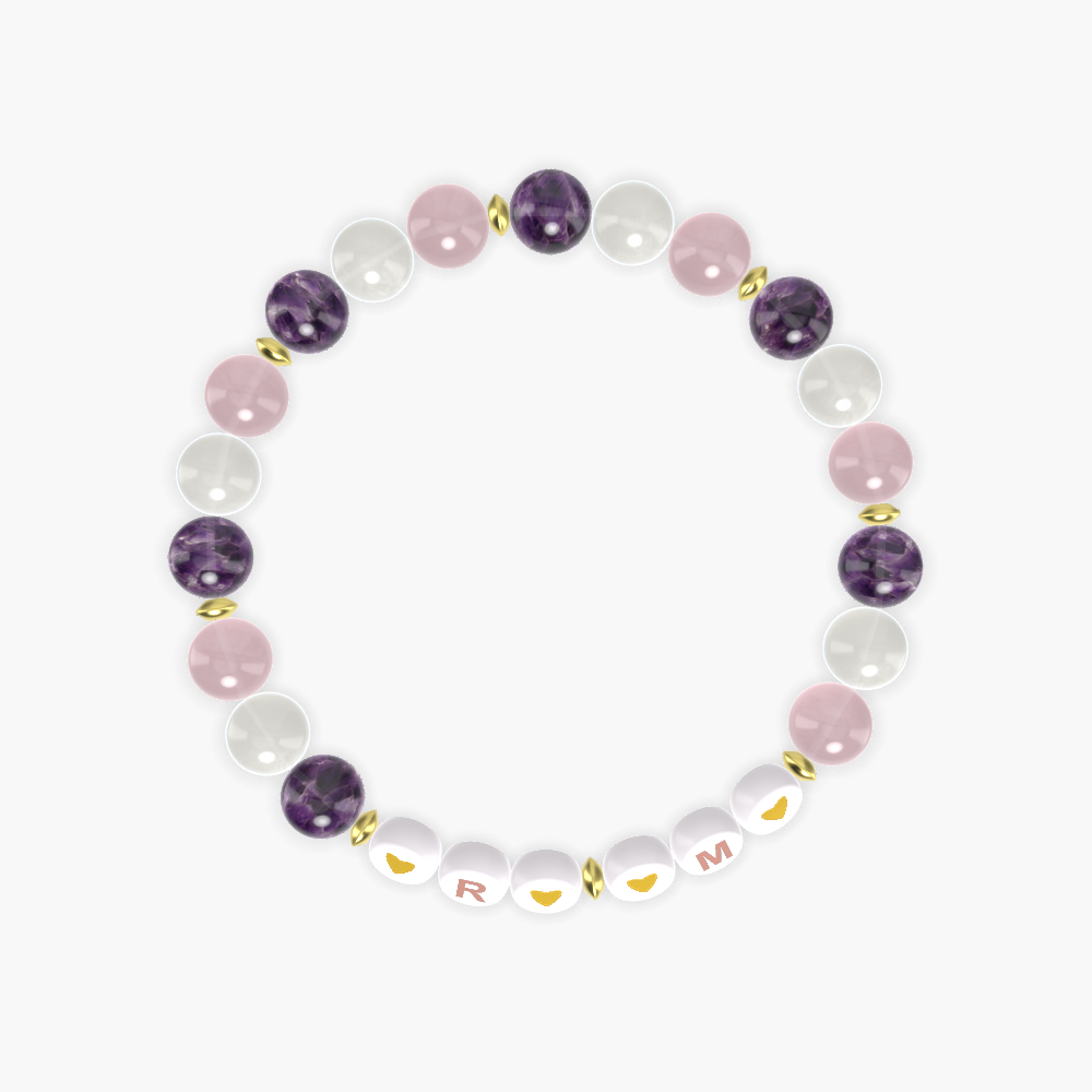 Rose Quartz, Moonstone and Amethyst Bracelet