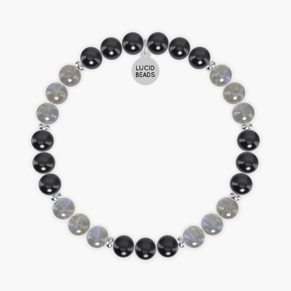 Labradorite, Black Tourmaline and Black Obsidian Bracelet