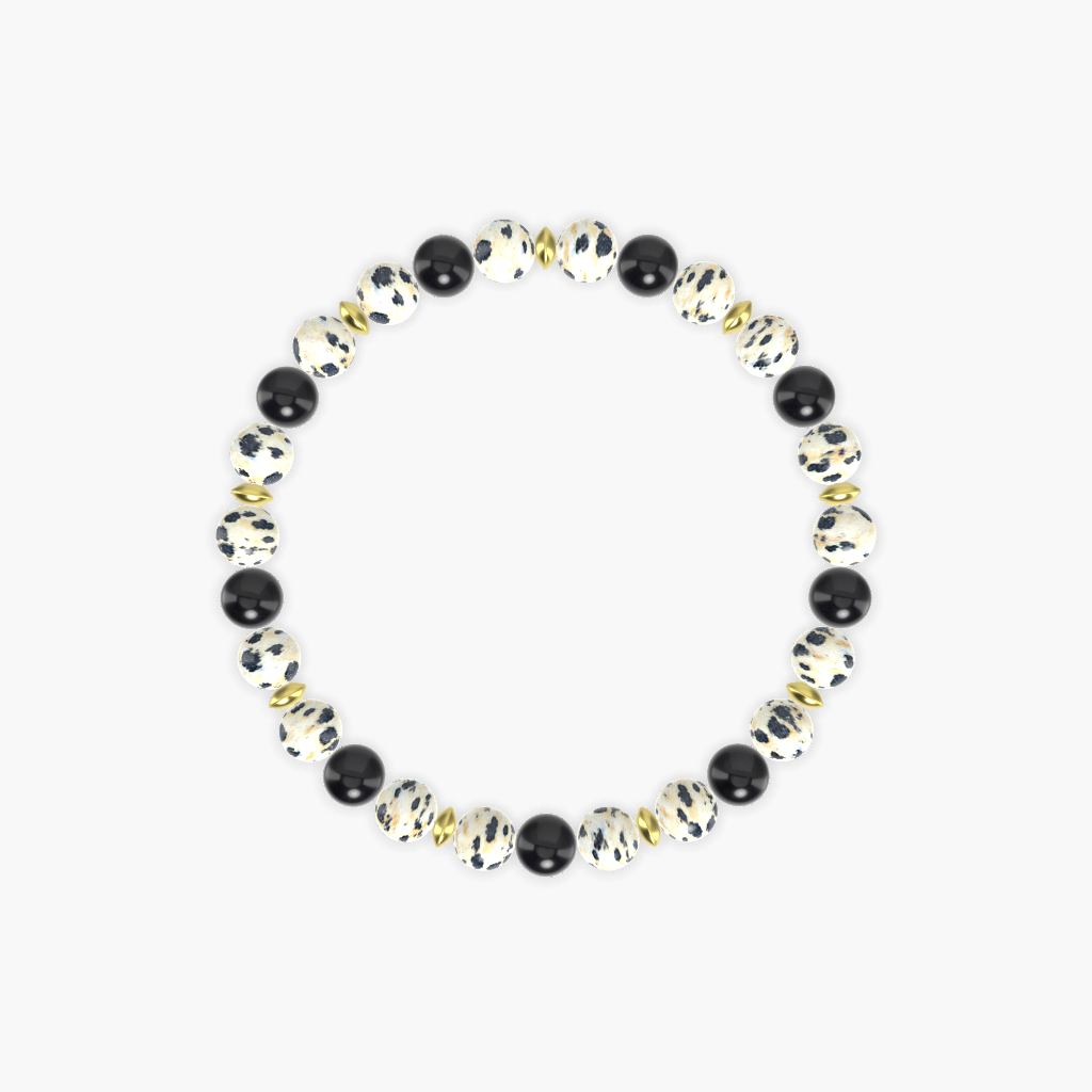 Dalmatian Jasper and Black Obsidian Bracelet