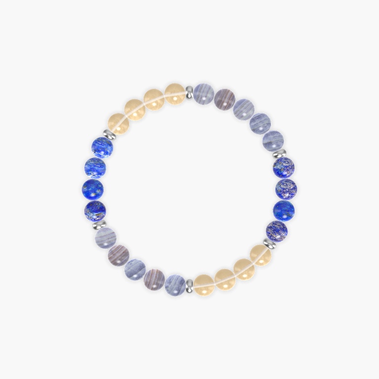 Blue Lace Agate, Citrine and Lapis Lazuli Bracelet
