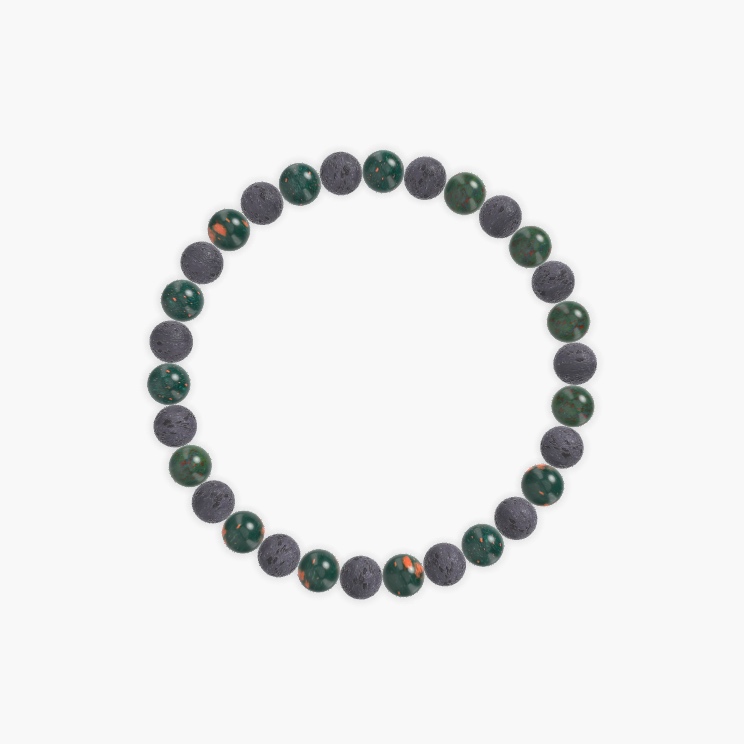 Bloodstone and Lava Rock Bracelet