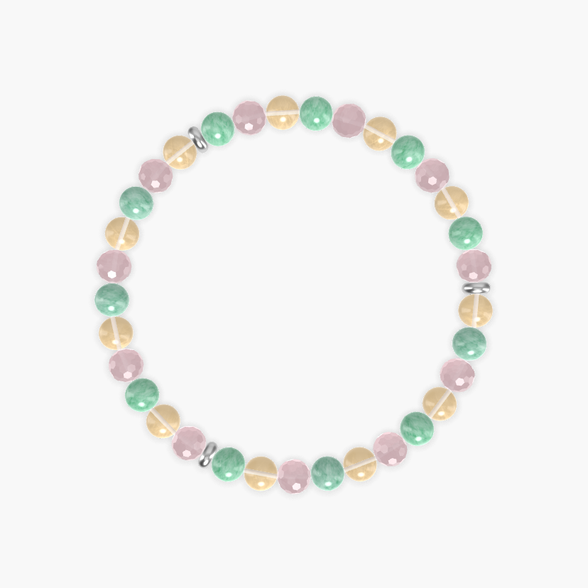 Rose Quartz, Green Jade and Citrine Bracelet