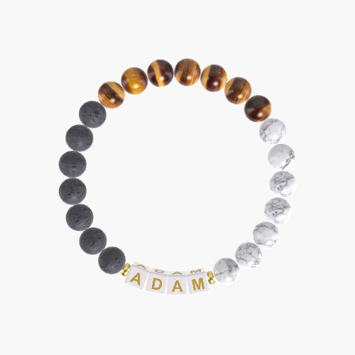 Howlite, Tiger Eye and Lava Rock Bracelet
