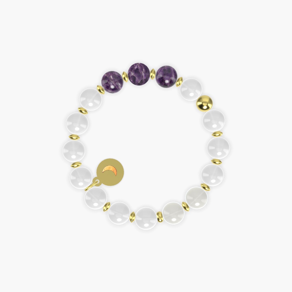 White Jade, Amethyst and Moonstone Bracelet