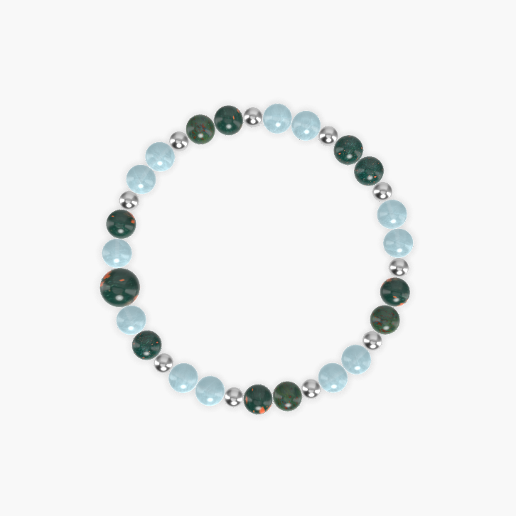 Aquamarine and Bloodstone Bracelet