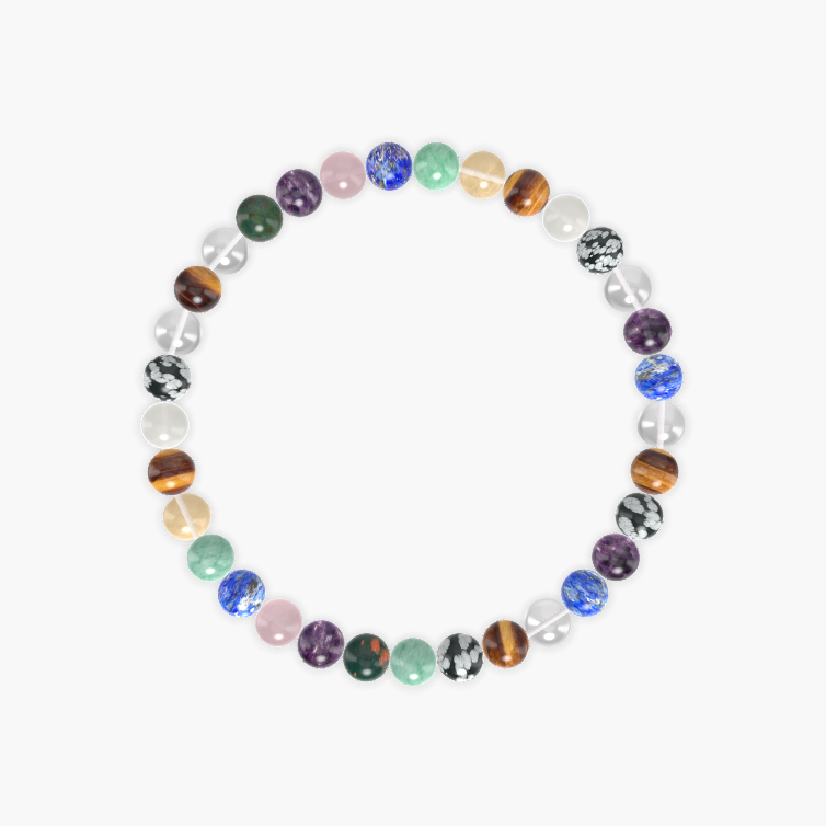Tiger Eye, Clear Quartz, Snowflake Obsidian and more Gemstone Bracelet