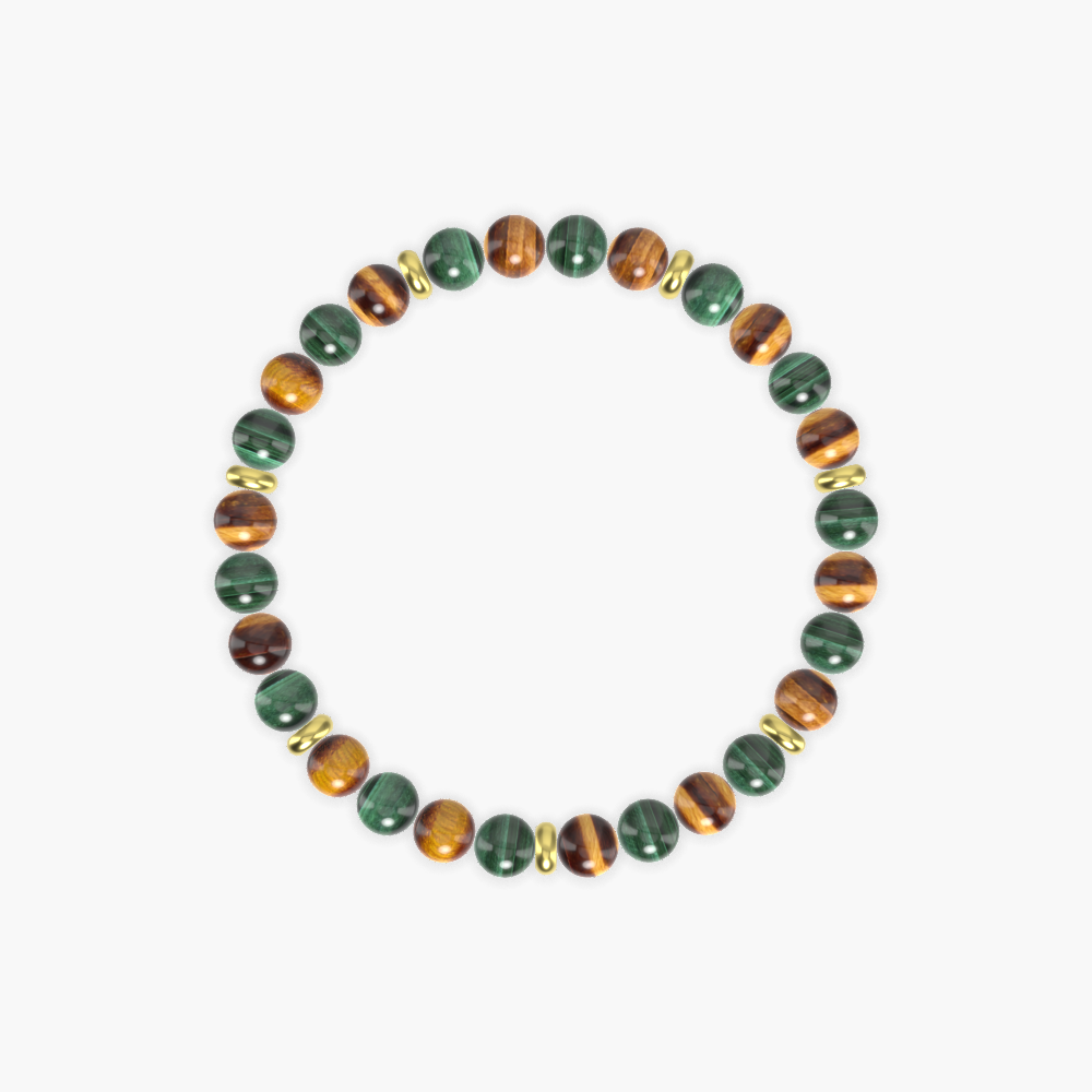 Tiger Eye and Malachite Bracelet