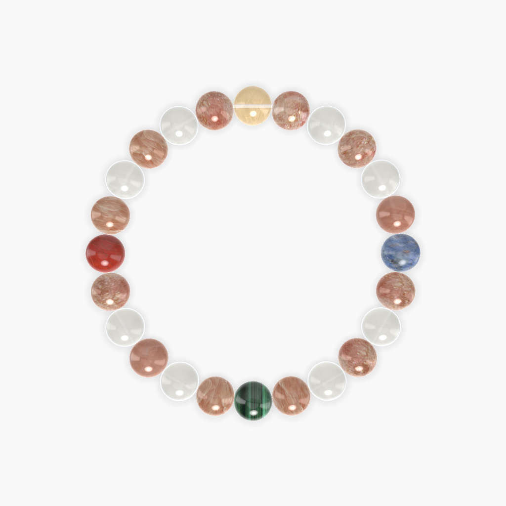 Sunstone, Moonstone, Malachite and More Gemstone Bracelet