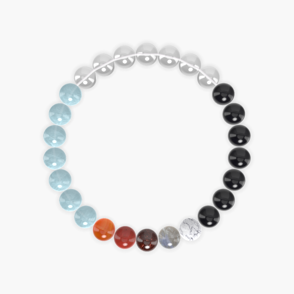 Black Obsidian, Clear Quartz, Aquamarine and more Gemstone Bracelet