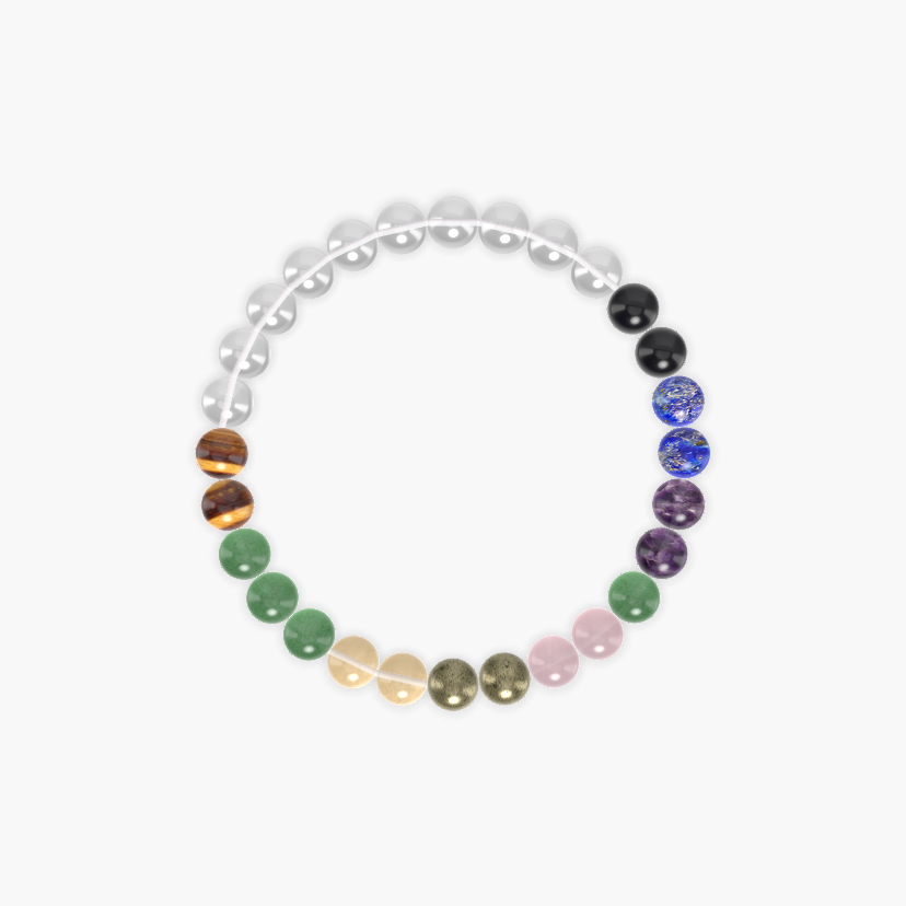 Clear Quartz, Aventurine, Pyrite and more Gemstone Bracelet