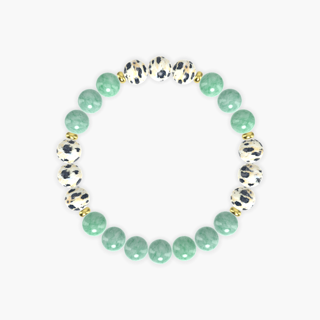 Green Jade and Dalmatian Jasper Bracelet