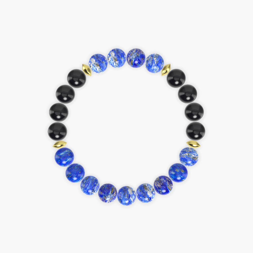 Lapis Lazuli and Black Obsidian Bracelet