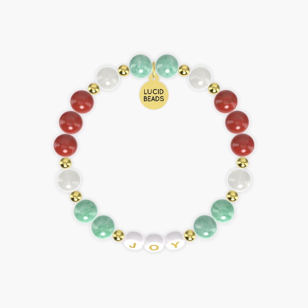 Holiday Joy - Green Jade, Red Jasper and Moonstone Bracelet