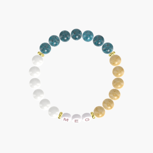 Apatite, Yellow Jade and White Jade Bracelet