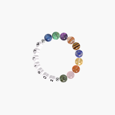 Moss Agate, Rose Quartz, Carnelian, Citrine, Lapis Lazuli, Tiger Eye and more Gemstone Bead Bracelet with Spacers and Characters