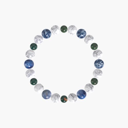 Howlite, Bloodstone and Sodalite Bracelet