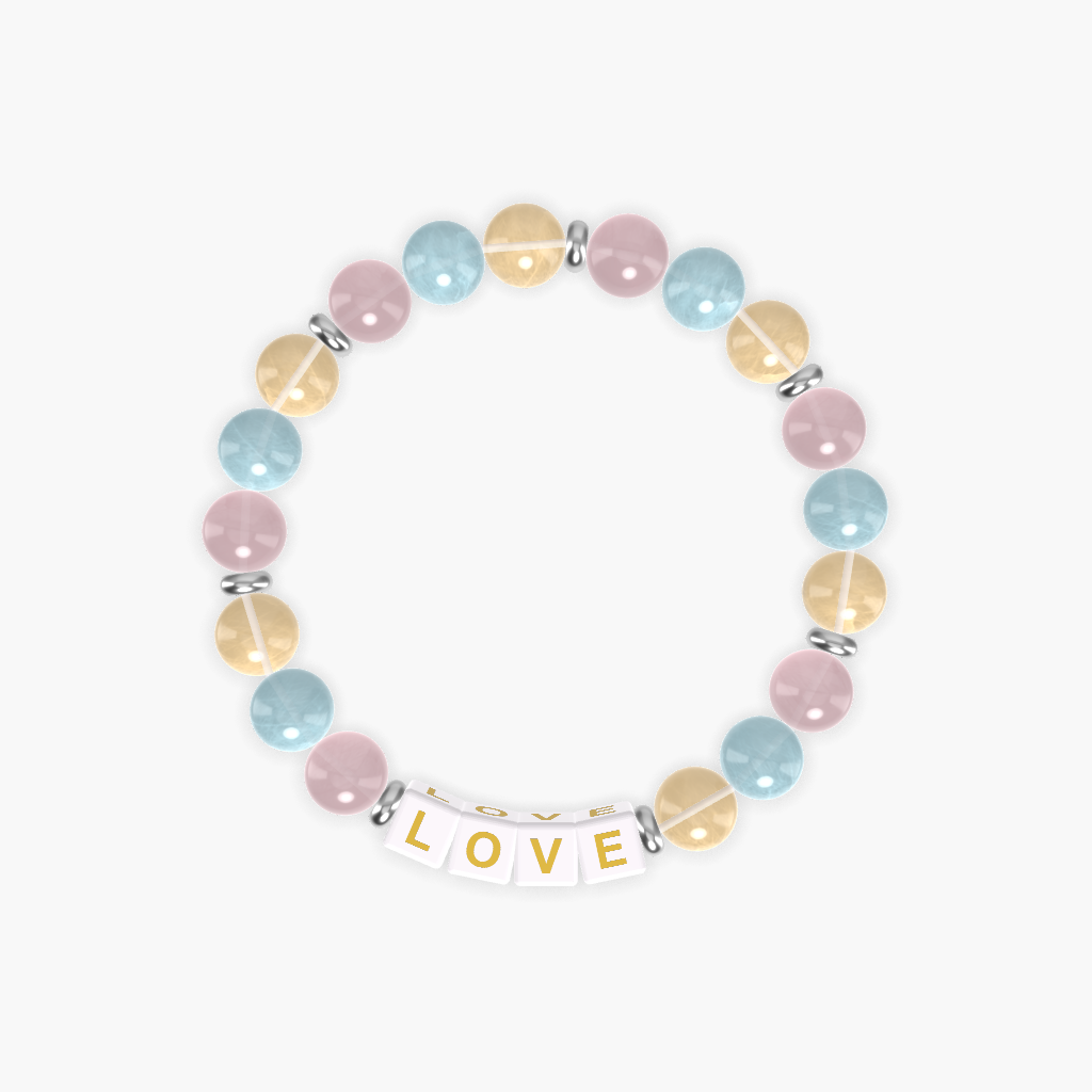 Citrine, Aquamarine and Rose Quartz Bracelet