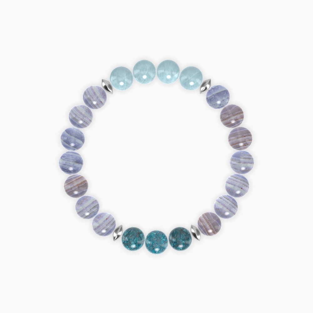 Blue Lace Agate, Aquamarine and Apatite Bracelet