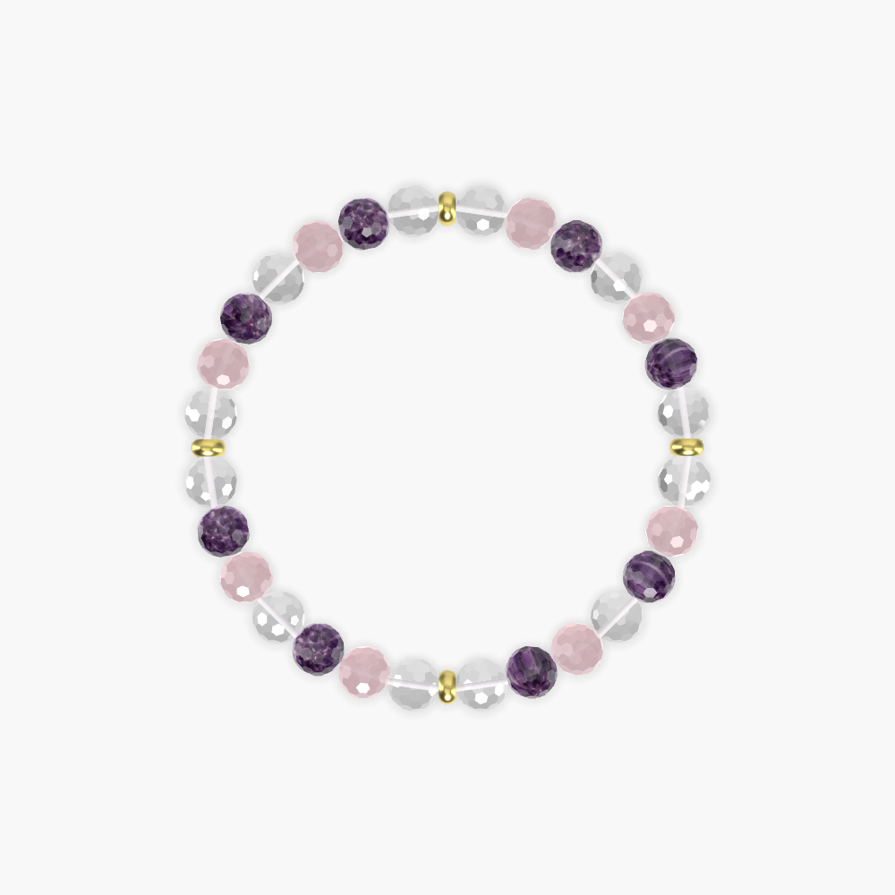 Clear Quartz, Amethyst and Rose Quartz Bracelet